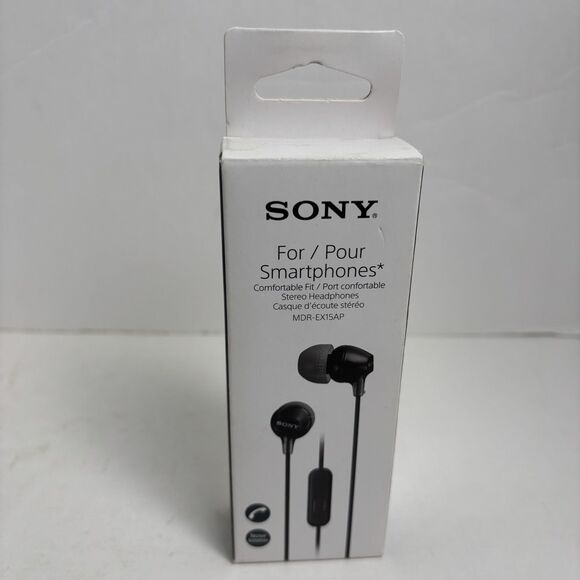 SONY MDR-EX15AP (BLACK) In-Ear Earbud with Microphone *BRAND NEW in RETAIL BOX* - Picture 1 of 5